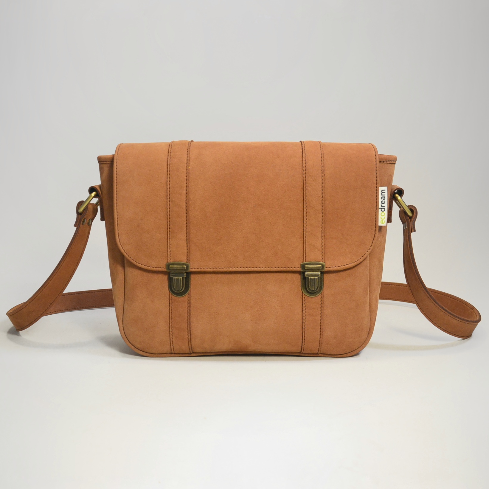 Borsa Mono Spalla JOEL Uomo In Vera Pelle Nabuk, Colore MARRONE Chiaroscuro Made In Italy